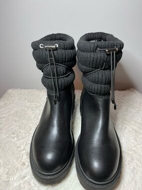 Black Quilted Cuff Ankle Boots